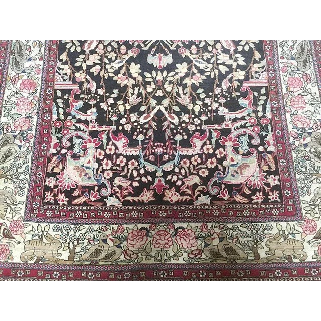 Black Antique Black Ground Persian IsfahanAhmad Area Rug- 4′2″ × 6′6″ For Sale - Image 8 of 10