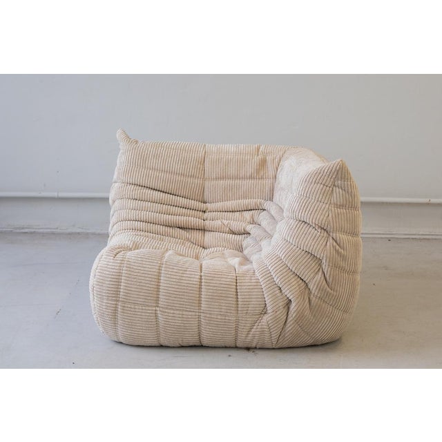 Beige Corduroy Togo Living Room Set by Michel Ducaroy for Ligne Roset, Set of 5 For Sale - Image 18 of 18