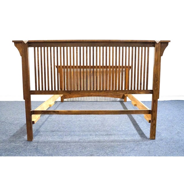 Brown Michael Howard Oak Contemporary Mission Style Queen Size Bed For Sale - Image 8 of 11