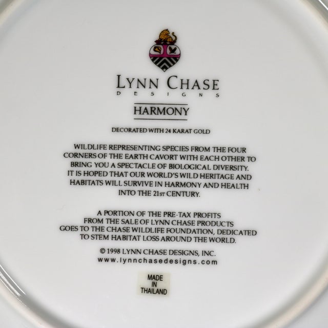 1990s Lynn Chase Harmony Animal Salad Dessert Plates 24k Gold Trim - Set of 4 For Sale - Image 11 of 12