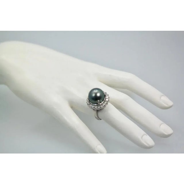 Gemstone Tahitian Black South Sea Pearl Ring Size 6.5 For Sale - Image 7 of 8