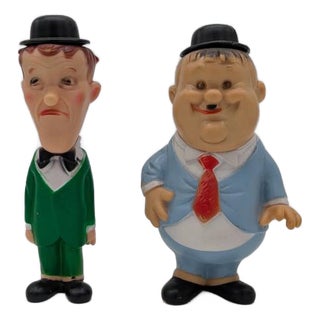 Rubber Laurel & Hardy Figures from Ledraplastic, Set of 2 For Sale