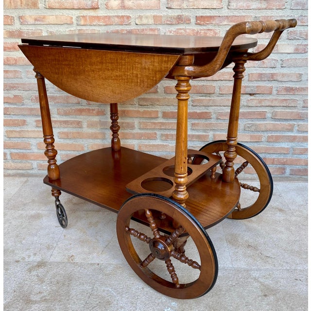 Mid 20th Century Mid-Century French Wooden Bar Cart Trolley, 1950s For Sale - Image 5 of 18