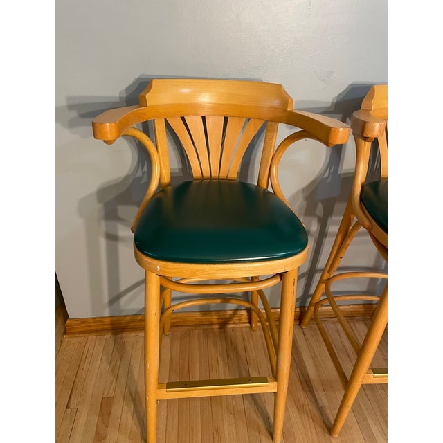 Vintage Pair Bentwood Bar Stools Gar Products Attributed Radomsko ZMG For Sale - Image 4 of 11