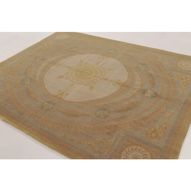 1900 - 1909 Antique French Aubusson Rug With Ornate Golden Floral Medallion - Rug & Kilim For Sale - Image 5 of 10