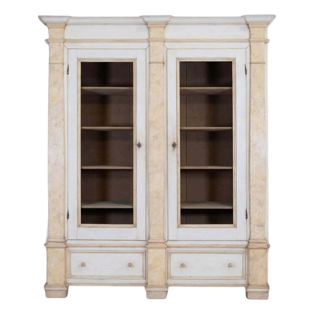 19th Century Empire-Style Lacquered Bookcase — Italian Grand Library For Sale