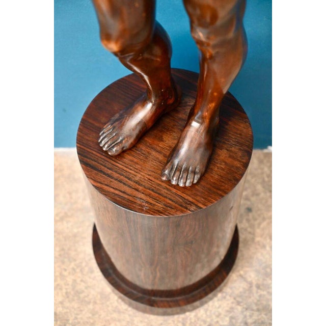 Italian Artist, Very Large Nude Sculpture of a Young Man, 1920s-1940s, Wood For Sale - Image 17 of 18