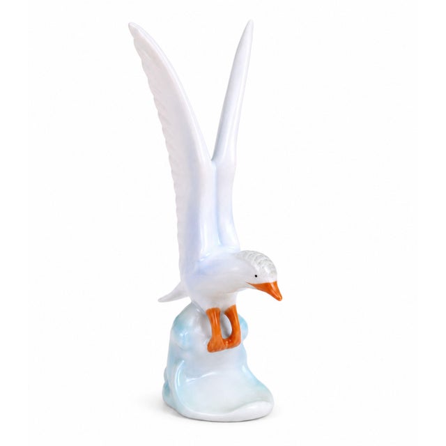 Ceramic Vintage Porcelain Seagull Bird from Hollohaza, 1970s For Sale - Image 7 of 7