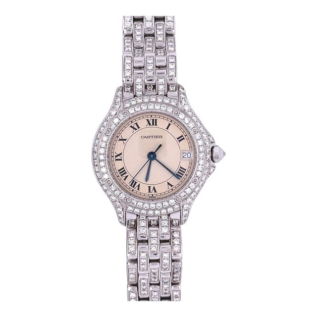 Vintage Cartier 28mm Round Dial Ballon Watch in 18k White