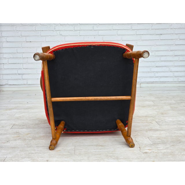 Scandinavian Armchair in Red Wool and Beech, 1960s For Sale - Image 9 of 18