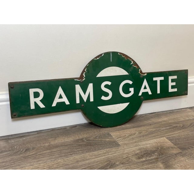 British 1940s Southern Railway Enamel Target Sign – Ramsgate Station, Kent For Sale - Image 9 of 18
