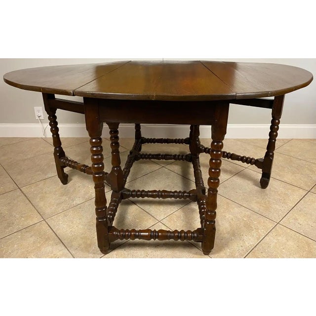 Early 18th Century English William and Mary Gateleg Table Barley Twist Legs, 17th–Early 18th C. For Sale - Image 5 of 13