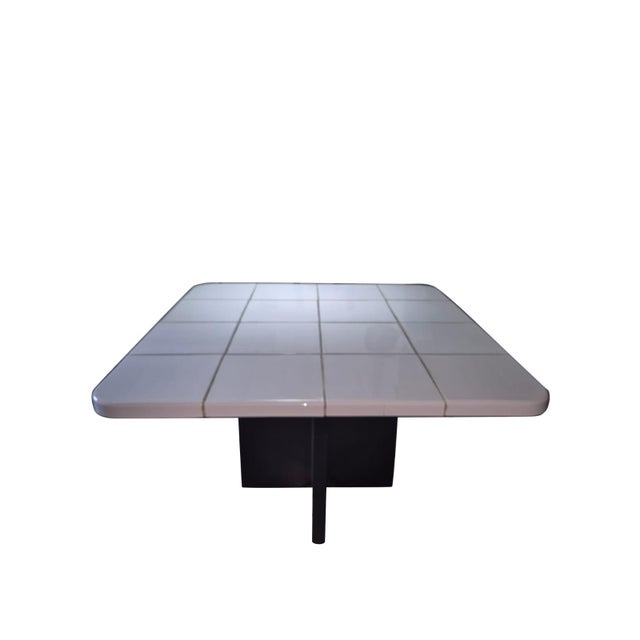 Wood Italian Ceramic and Metal Table, 1970s For Sale - Image 7 of 16