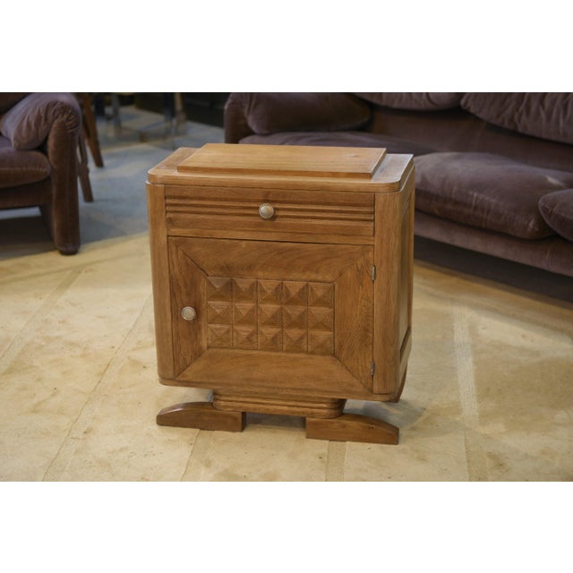 Brown Brutalist Bedside Table in Oak, 1950s For Sale - Image 8 of 12