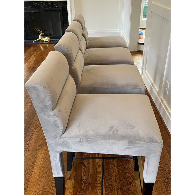 Set of 4 Tov Velvet and Brass Bar Stools — Like New, Used for Staging Only For Sale - Image 4 of 9