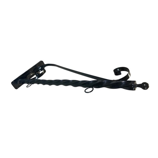 Vintage Wrought Iron Twisted Barber Pole Style Hanging Sign Holder For Sale In West Palm - Image 6 of 11