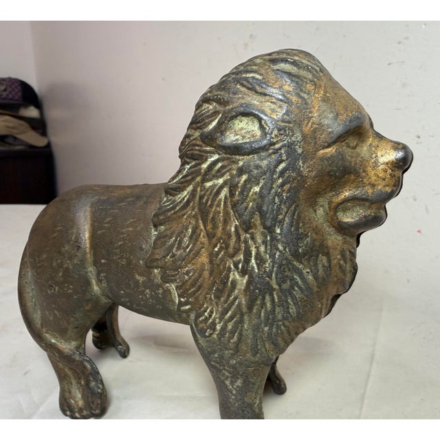 1910s Antique Early 1900s Ac Williams Hand Painted Cast Iron Lion Still Bank For Sale - Image 5 of 12