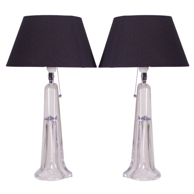 Floor Lamps in Transparent Half Crystal, 1970s, Set of 2 For Sale