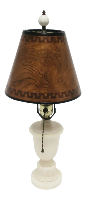 Italian Art Deco Modern White Alabaster Marble Urn Desk or Table Lamp