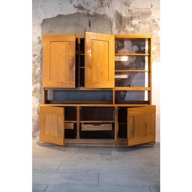Solid Elm Bookcase from Maison Regain, France, 1960 For Sale - Image 6 of 15