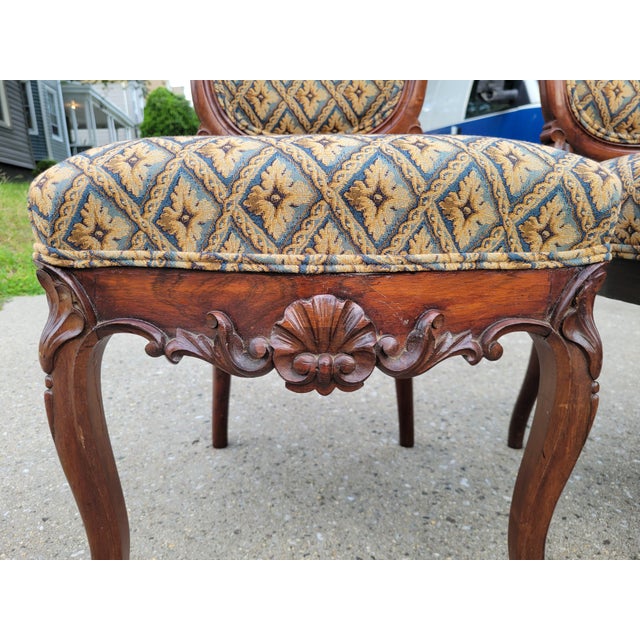 Late 19th Century Victorian Carved Rosewood Parlor Chairs For Sale - Image 13 of 15