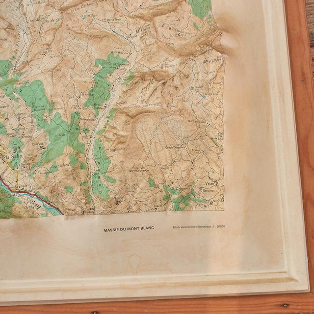 Vintage French Raised Relief Map of Mont Blanc Massif, 1970s For Sale - Image 12 of 13