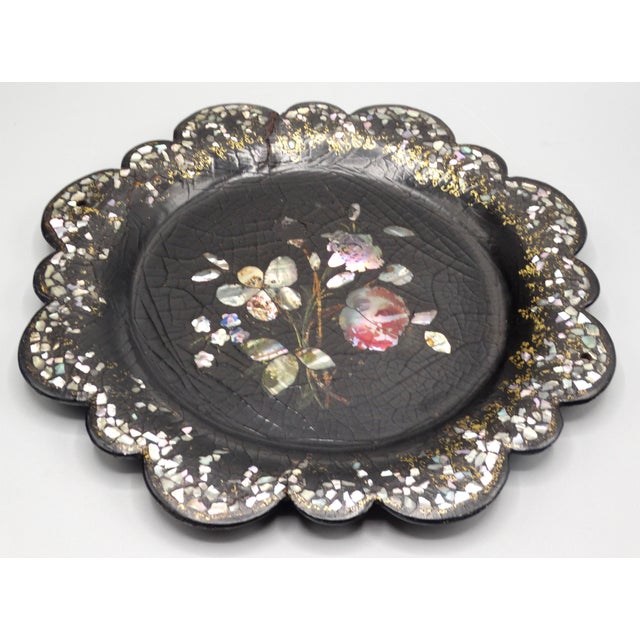 Late 19th Century Antique English Papier Mache Tray Wine Coaster For Sale - Image 5 of 11
