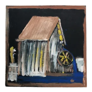 Mid 20th Century Jimmy Lee Sudduth Painting of a Gristmill Where He Worked
