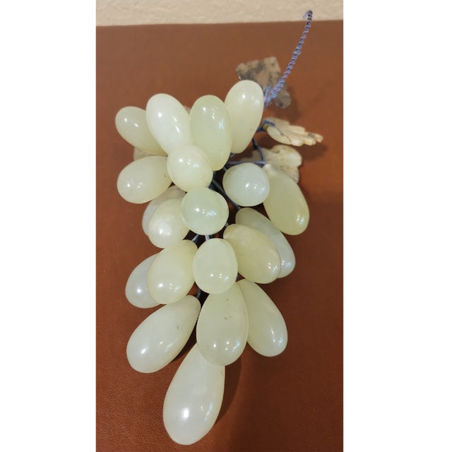 This Vintage MCM Stone Green Grape Cluster & Leaves is a true collector's item. The large grape cluster is made of...
