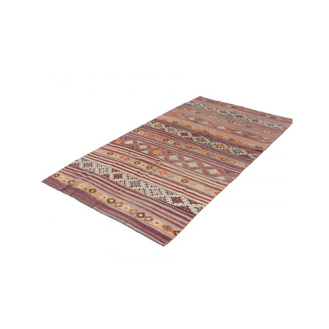 Mid-Century Modern Embroidered Vintage Kilim Rug - 5`3" X 11`7" For Sale - Image 3 of 6