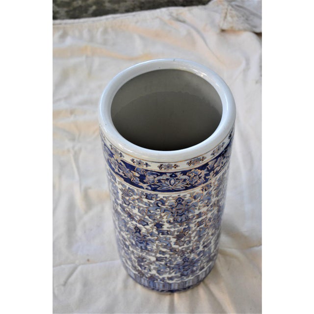 Vintage Blue and White Ceramic Umbrella Stand Chairish