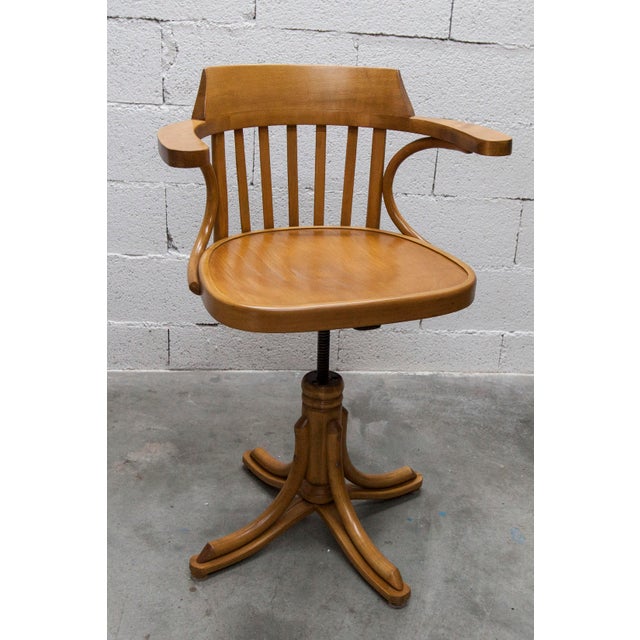 Scandinavian Swivel Office Chair in Bentwood from Thonet, 1960s For Sale - Image 3 of 18