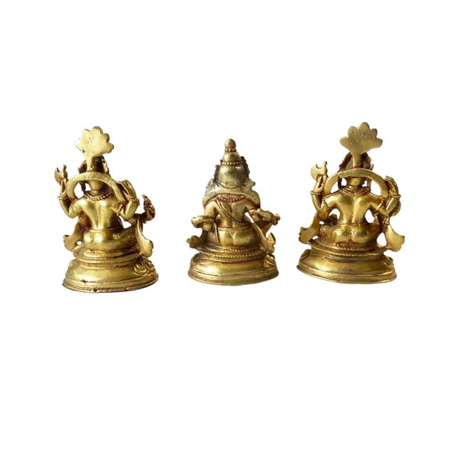 Set of Three Vintage Nepalese Deities Ganesh and Jambhala 2.5" H For Sale - Image 4 of 5