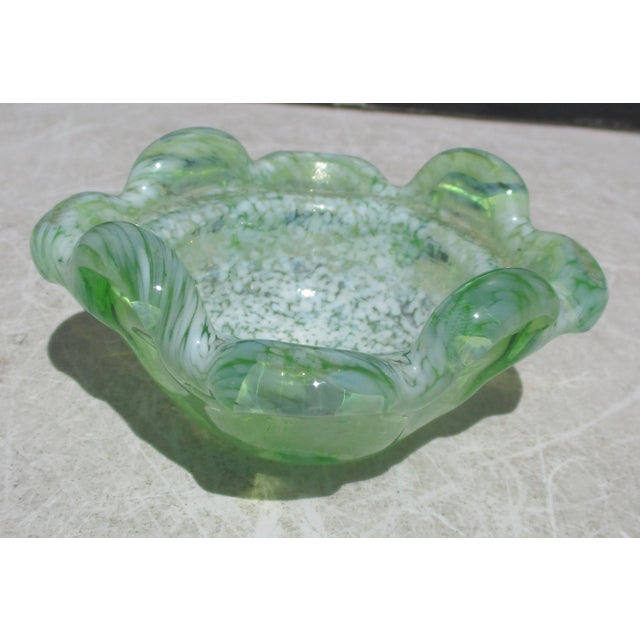 Mid-Century Modern Murano Green Speckled Bowl For Sale - Image 3 of 6