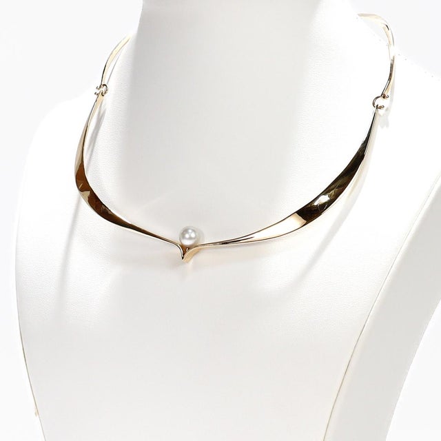 Ed Wiener Modernist 14k Gold & Pearl Curvex Choker Necklace or Collar For Sale - Image 4 of 18