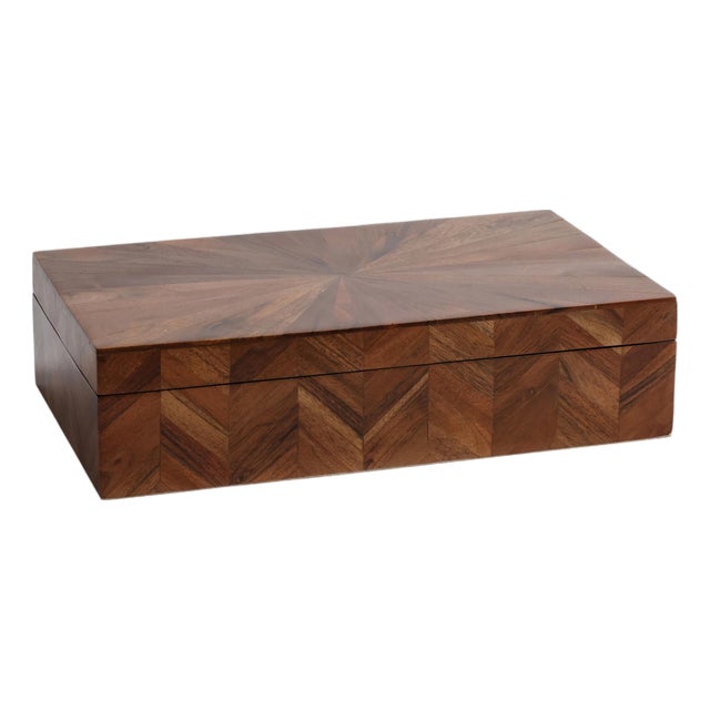 Chevron Wood Box- 14.5"x 8.5"x 3.5" For Sale