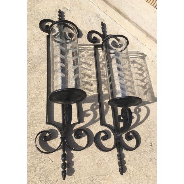 Vintage 1990s Wrought Iron Wall Sconces A Pair Chairish
