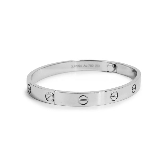 Cartier Classic Model 18k White Gold Iconic Love Bangle Bracelet For Sale In Houston - Image 6 of 8