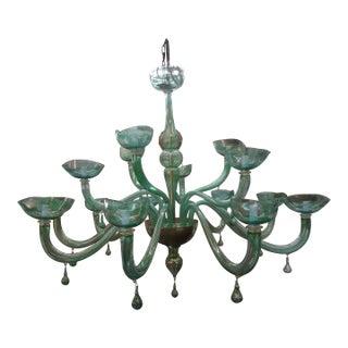 1980s Murano Glass Chandelier Attributed to Venini For Sale