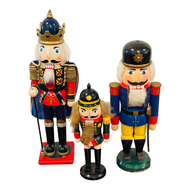 3 Vintage Herman Wood Nutcrackers Holiday For Sale