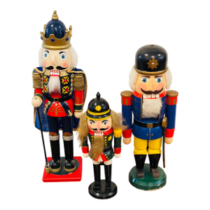 3 Vintage Herman Wood Nutcrackers Holiday