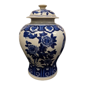 Chinese Blue and White ‘Peony’ Baluster Jar and Cover