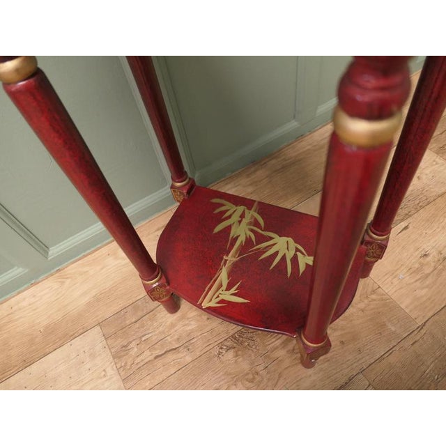 Red Lacquer Chinoiserie Side Table, 1920 For Sale - Image 4 of 7
