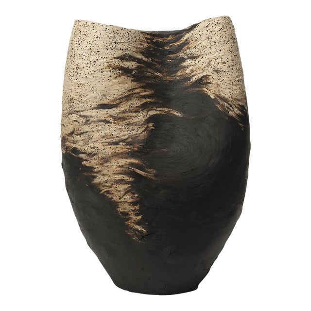 Gestural Earth Vessel No. 127 – Textured Ceramics by Beverly Morrison For Sale