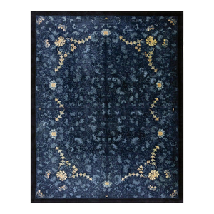 Stunning Navy Background Color and Black Border Foliate Style Antique Chinese Peking Rug