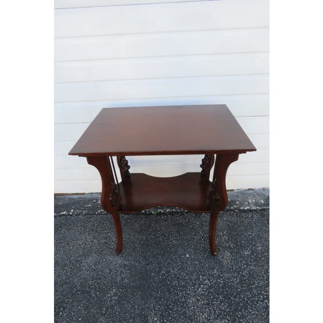 Early 1900s Victorian Oak Carved Side End Table For Sale In Miami - Image 6 of 13