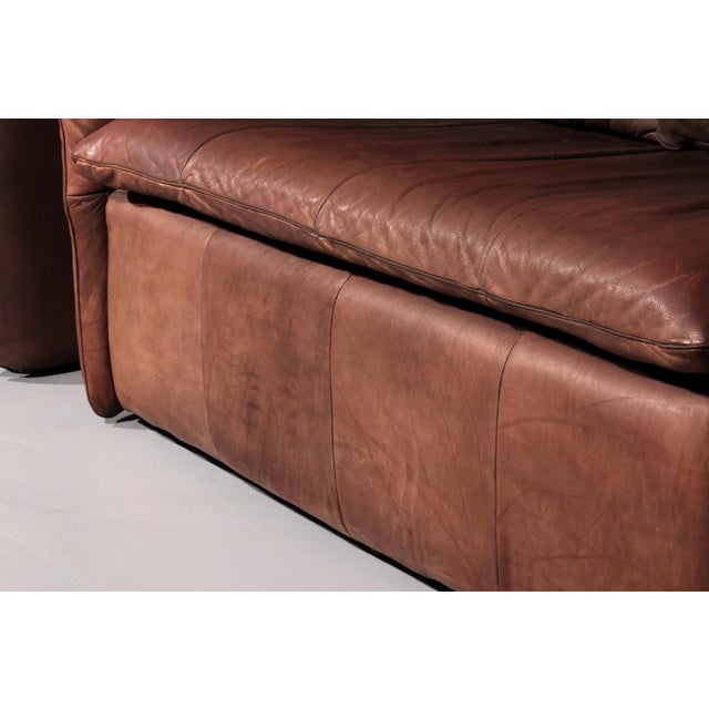 Brown Patinated Leather Sofa by Gerard Van Den Berg for Montis, Netherlands, 1970s For Sale - Image 8 of 15
