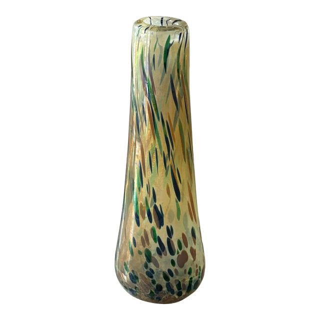 Vintage Italian Hand Blown Multi Colored Confetti Art Glass Vase For Sale