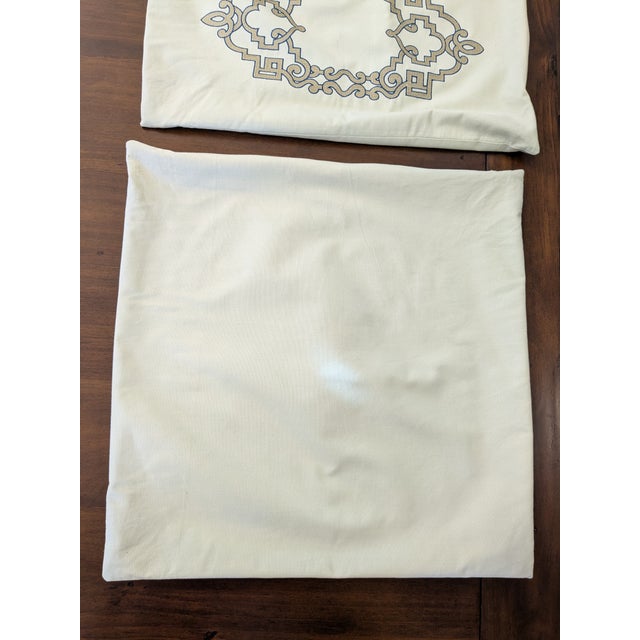 2020s Custom Embroidered Taffard Fabric Pillow Covers- Set of 2 For Sale - Image 5 of 8