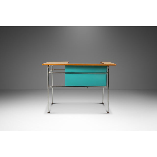 Mid-Century Modern Mid-Century Modern Industrial Writer's Desk / Computer Desk W/ Adjustable Height Desk Top in Chrome & Metal, Usa, C. 1970s For Sale - Image 3 of 18